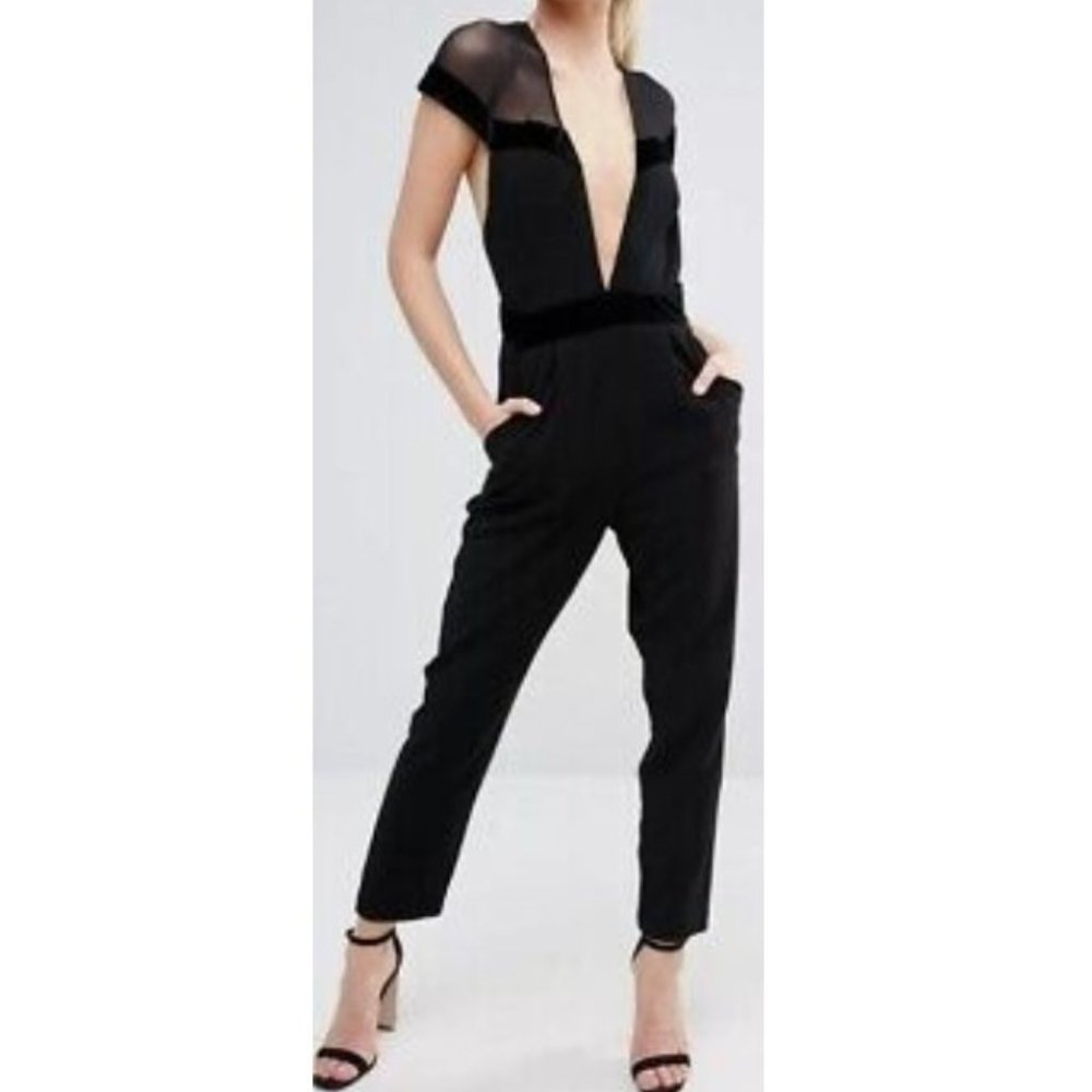 NWTs ASOS Jumpsuit w/ Velvet Tux Plunge Neckline